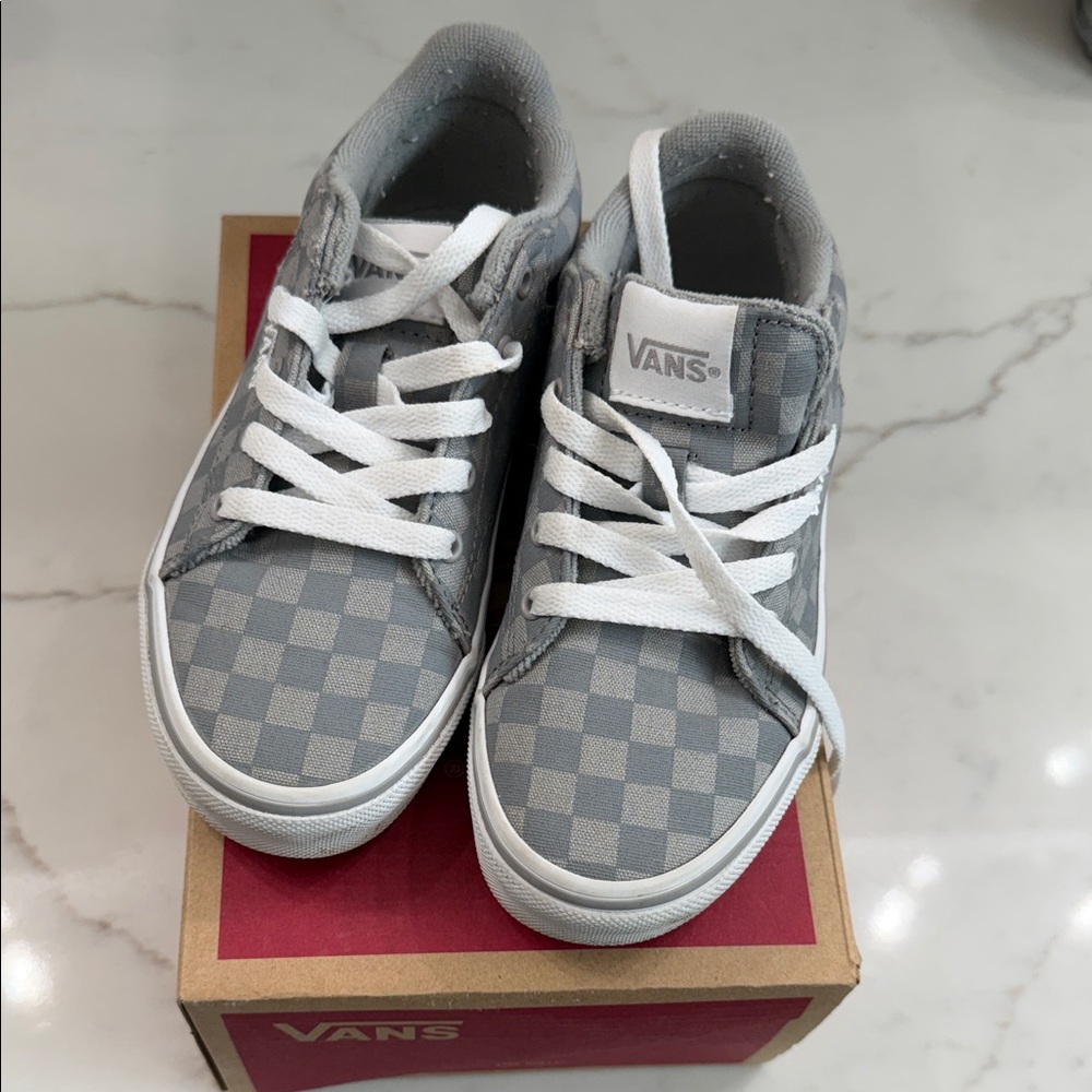 Vans Kids Gray Checkerboard Low Top Sneakers